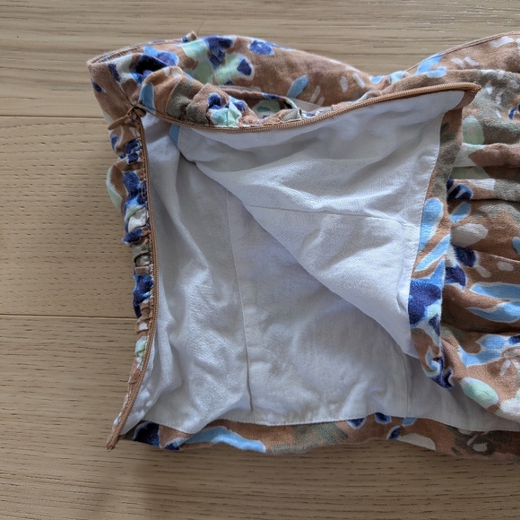 Aritzia WILFRED Fatale Camisole Ruched Floral Tube Top 100% Linen No Straps - Picture 10 of 10